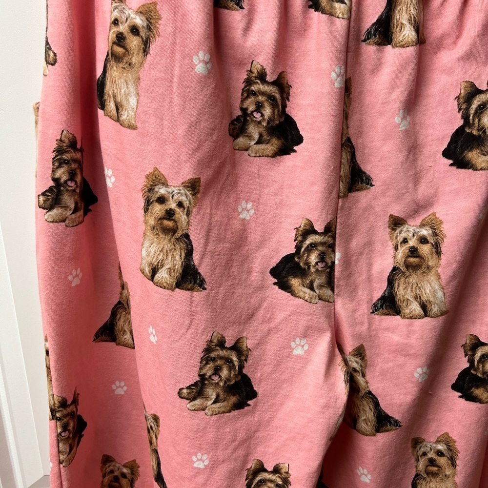 Comfies Pink Yorkie Print Women's Pajama Pants, Large, NWOT - Picture 5 of 5